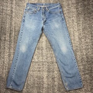 Levi Strauss 505 Mens Jeans W34 L32 Blue Denim Straight Fit Casual Pants